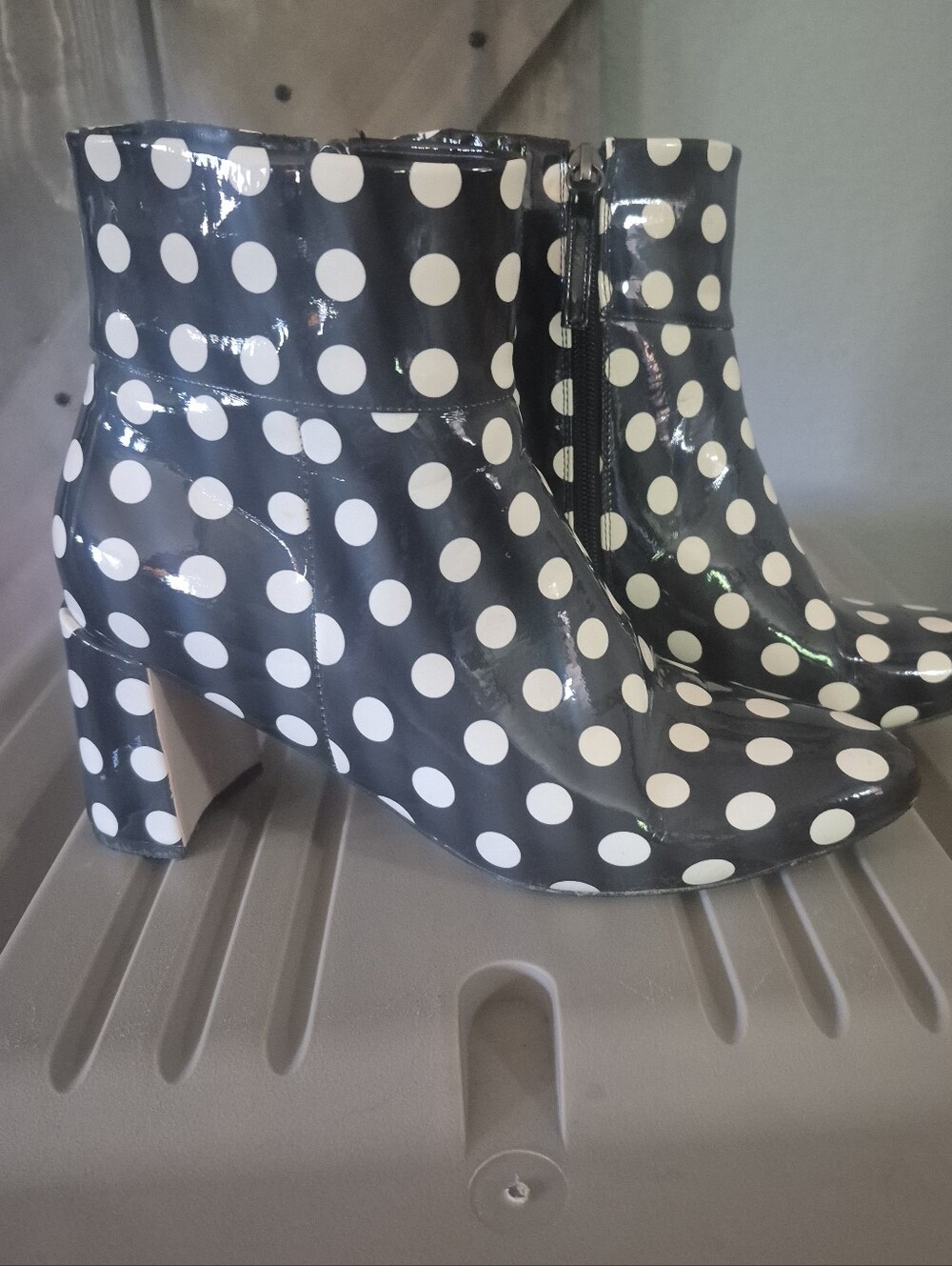 Polka Dot Faux Leather Boots